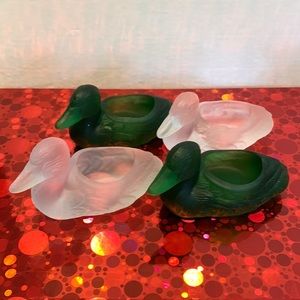 4 mallard duck votive glass holder